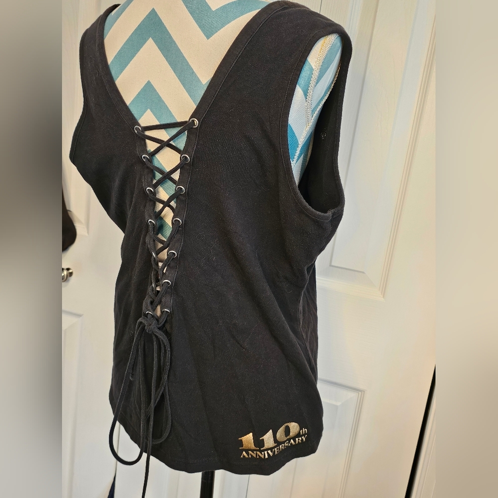 Harley Davidson Black Tank Top. Lace Up Back. 2XL. 100th Anniversary 2013